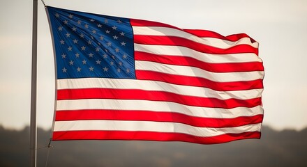 Obraz premium Usa flag day celebration with american flag waving