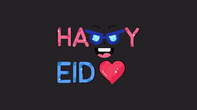 Happy Eid  Motion Graphic Rendering with Transparent Alpha Channel