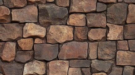 Fototapeta premium High-Resolution Seamless Texture of Striking Brown Rock Wall with Weathered Stones and Chipped Edges