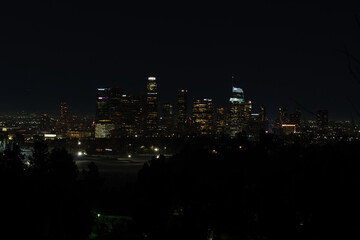 Fototapeta premium Downtown Los Angeles Skyline Illuminated at Night