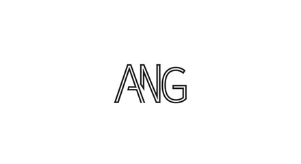 Obraz premium Geometric ANG lettering, clean, modern, minimal design on white background.