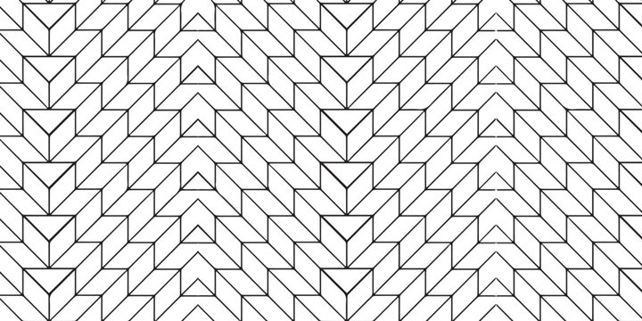 Abstract black and white geometric pattern with repeating chevron and triangular shapes creating a tessellated design.