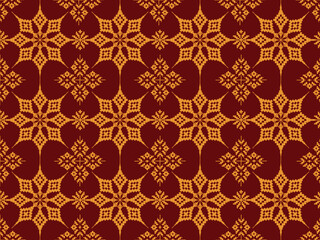 Fototapeta premium Seamless pixel art pattern featuring a retro 8-bit style design. Perfect for textile printing, fabric, wallpaper, wrapping paper, stationery, digital backgrounds, packaging, and surface pattern design