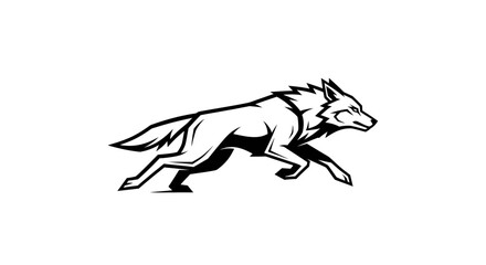 Fototapeta premium Running Wolf Mascot Logo - Fierce Animal Silhouette