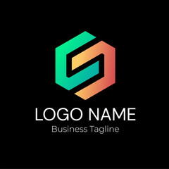 Obraz premium Logo Hexagonal Gradient Modern Minimalist Business Design Vector Template