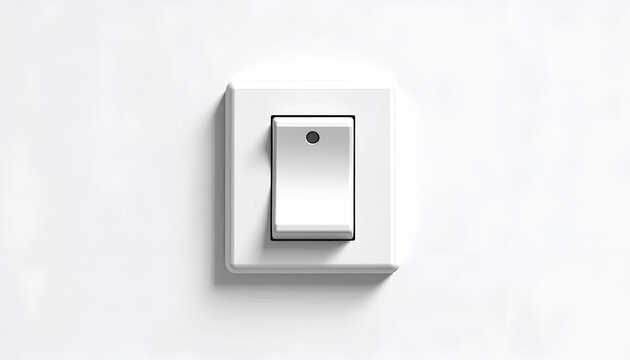 Isolated white light switch on wall modern electric power control minimalist design
