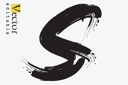 brush strokes letter S, drawn S letters Logo design. S Font brush stroke art, Brush stroke and texture, grunge Ink paint element, black ink brush stroke. Brushstroke Letter Logo Design.eps