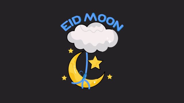 Eid Moon  Motion Graphic Rendering with Transparent Alpha Channel