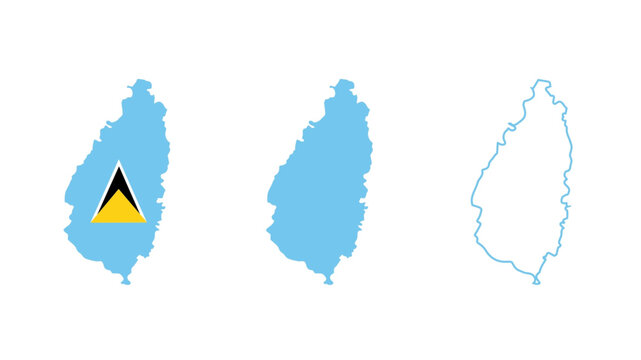 Set of Saint Lucia map isolated on white background, vector illustration design
