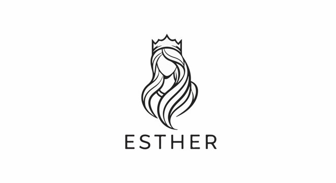 Stylized portrait of a crowned figure with flowing hair and text below