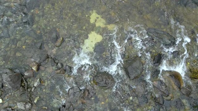 Calbuco chile patagonia river lake nature mountain trees clouds winter dusk morning drone