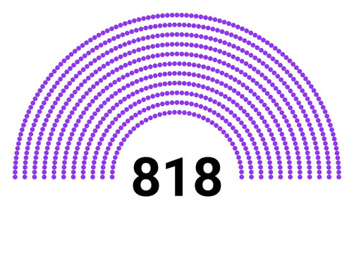 Hemicycle 818 seats - 11 rows