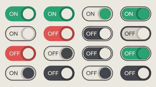 On Off Toggle Switch Button Set