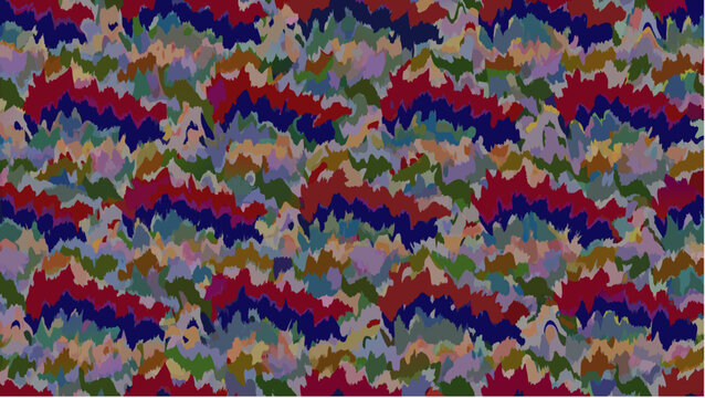 Vibrant synesthetic color sound waveforms pattern with red blue green purple hues on white background abstract design