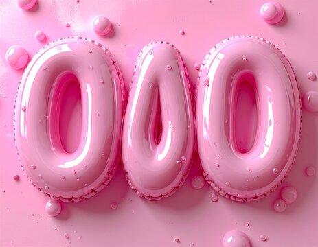 Three Pastel Pink Balloons Spelling OOO Against Soft Pink Backdrop
