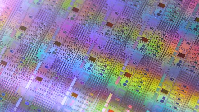 Silicon semiconductor wafer used in electronics, slice or substrate slice of crystalline silicon