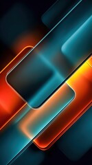 Naklejka premium Abstract geometric shapes with glowing orange and teal light effects
