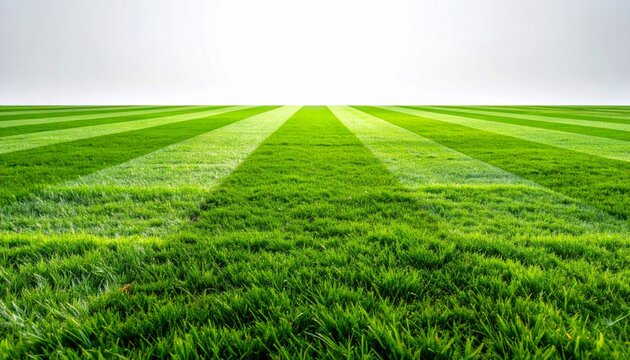Vibrant Green Football Field with Perfectly Striped Lawn Under Bright Daylight