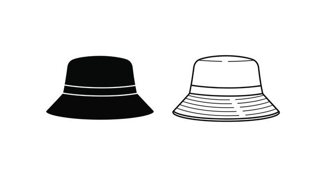 Black and white illustration of two bucket hats Vector
