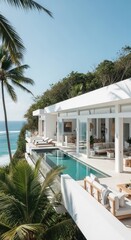 Fototapeta premium Luxury Villa with Infinity Pool Overlooking the Ocean.