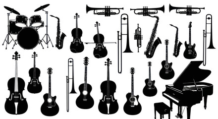 Musical Instruments Silhouette Collection: Orchestra & Band Ensemble © Varel