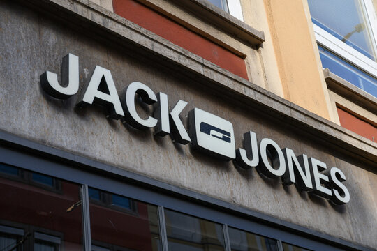 Jack and Jones fashion store exterior with brand logo and signage in W&uuml;rzburg, Germany