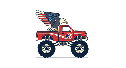 Patriotic Monster Truck with American Flag Eagle © Vinci