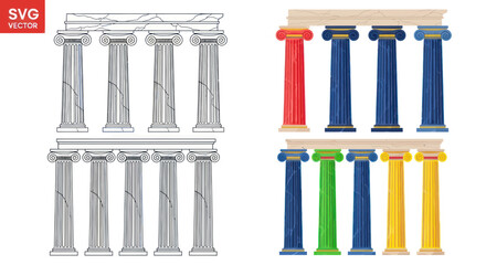 Ancient Greek Columns: Classical Architecture Elements © Vinci