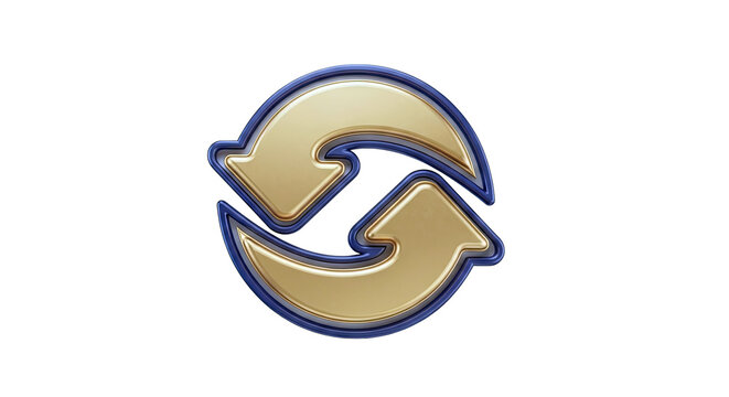 3D Golden Refresh Arrows Icon