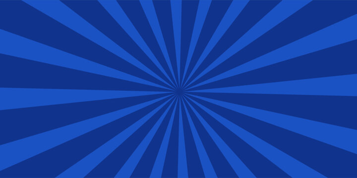 Retro background with rays or stripes in the center. Sunburst or sun burst retro background. Blue colors. Vector illustration