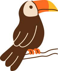 Fototapeta premium Toucan Perched On Branch Cartoon