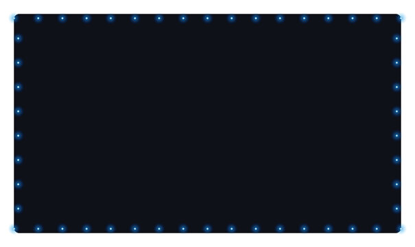 Blue Glowing Dotted Border Vector Frame on Black for Tech Presentation and Gaming Website