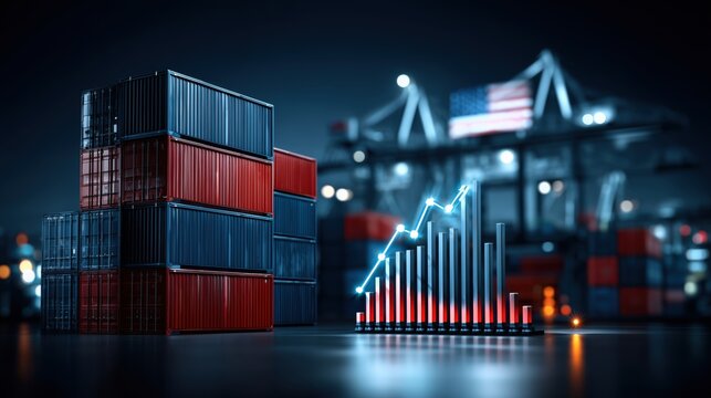 Global Shipping and Trade Growth Concept with Cargo Containers and Financial Chart