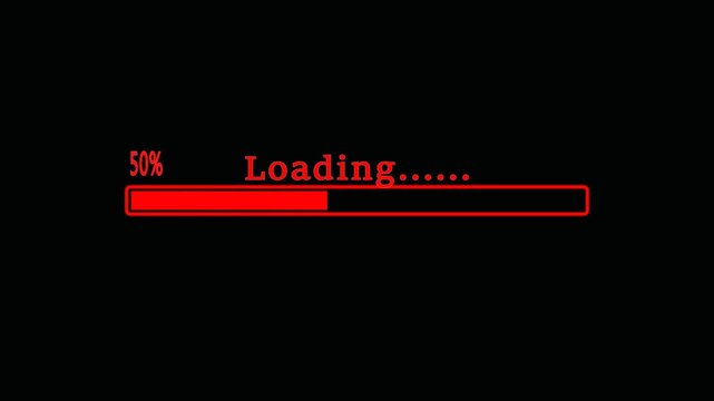 Futuristic loading bar glowing progress animation isolated on black