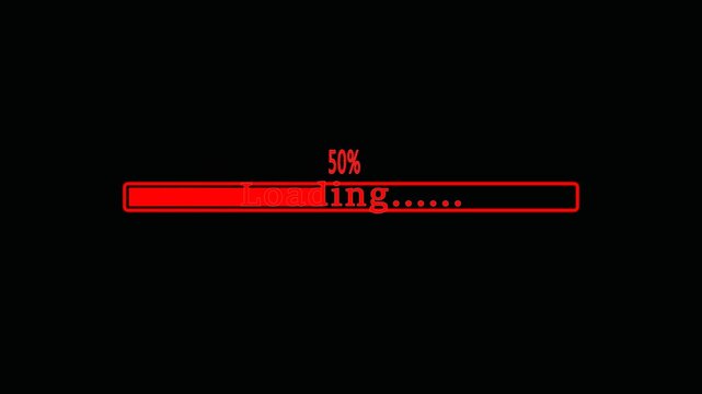 Futuristic loading bar glowing progress animation isolated on black