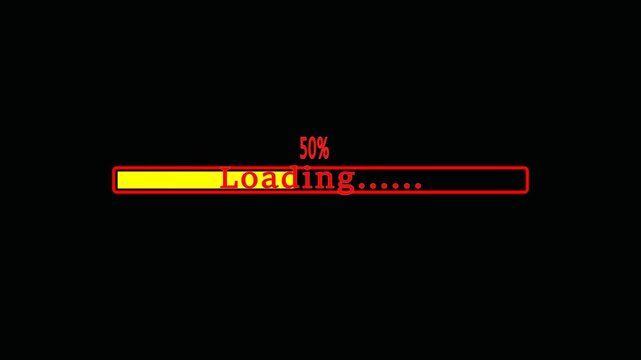  loading bar animation counting from 0 to 100 percent with glowing progress effect on black background symbolizing digital update, charge, download, and modern progress concept.
