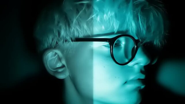 Exploring the Enigmatic Dichotomy A Captivating Portrait of a Person Underneath Duality of Color Expression