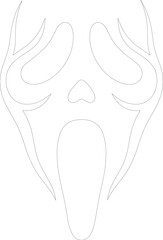 Obraz premium Ghostly white mask vector graphic, spooky Halloween costume element, terrifying scream face illustration, horror movie inspired design asset for seasonal projects