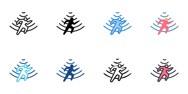 Motion sensor icons set multiple style collection. Editable stroke 
