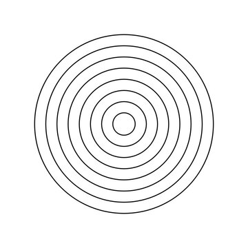 Diagram divided on seven round segments. Life blank. Habits tracker or wheel of life. Polar grid graph paper. Coaching wheel of 7 concentric circles.