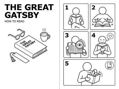 Creative 5-Step Guide to Reading The Great Gatsby IKEA Manual Design