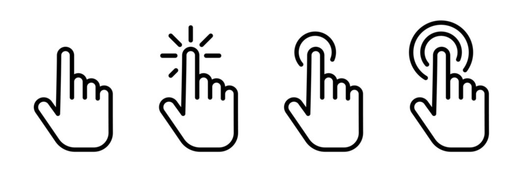 Touch screen finger hand press push &ndash; vector icon set	