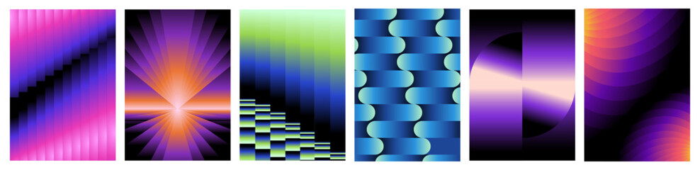 Fototapeta na wymiar Vector illustration collection - trendy abstract creative minimalist prints and compositions with bright gradient colors - design templates for social media posts and stories, posters and banners 