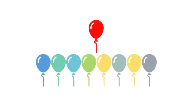 Red Balloon Stands Out Among Group of Colorful Balloons