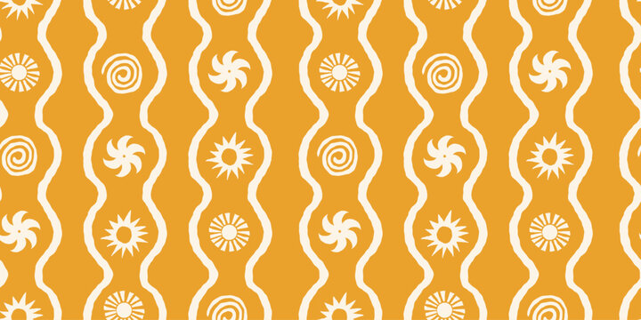 Vector hand drawn seamless pattern graphics with silhouette summer and vacation illustrations, print design template, tropical illustrations, frames and borders in simple trendy naive cut out style 