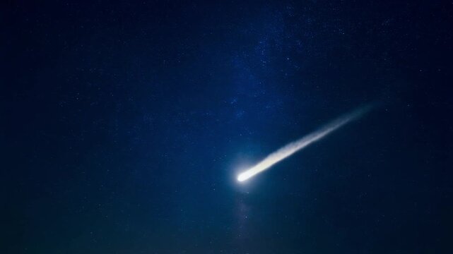 4K Cinematic Night Sky Shot of a Meteor Streak Glowing Across the Mesosphere