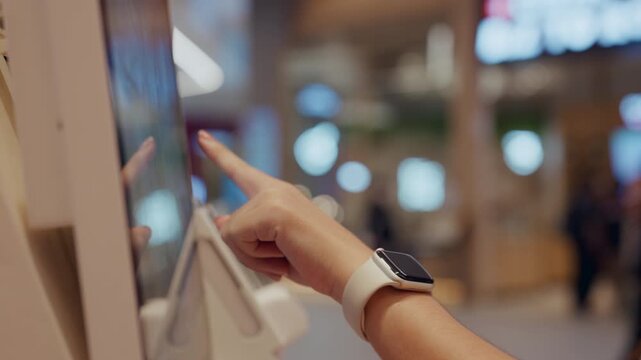 Modern office worker checks into work with her smartwatch, blending wearable tech, efficiency, and soft hustle culture in a seamless start to the day within hybrid work lifestyle