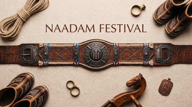 Warrior spirit echoes in finely crafted Mongolian artifacts, preparing for the revered Naadam Festival, celebrating nomadic heritage and tradition