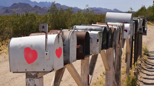 Post boxes in the Arizona desert
