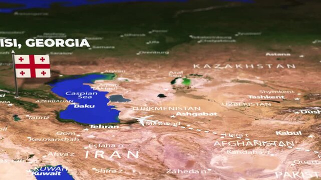 Flight From New Delhi INDIA to Tbilisi GEORGIA with flag pins